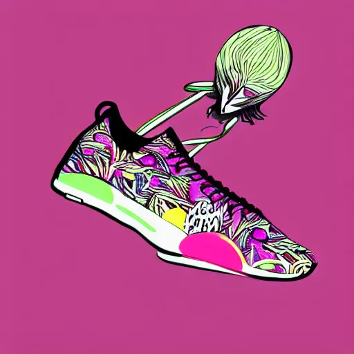 Image similar to A pair of sneakers With an aerodynamic, digital Art, design inspired by In the dragon fruit