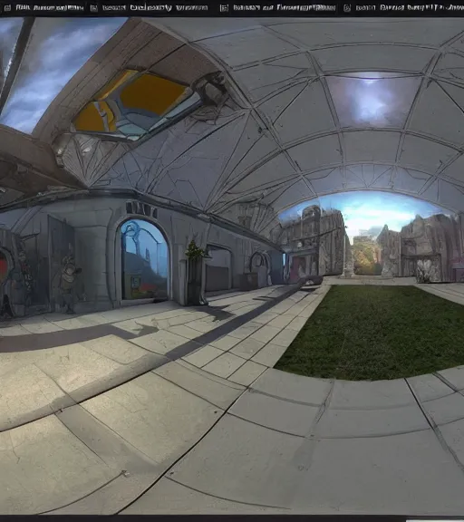 Image similar to First-Person VR gameplay POV screenshot. Walking through Google Earth. Trending on Artstation. Lighting, colors, and shading by James Gurney.