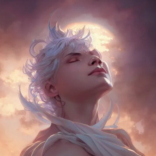 Image similar to soul reaching heaven , dramatic light, highly detailed, digital painting, artstation, concept art, sharp focus, illustration, art by artgerm and greg rutkowski and alphonse mucha