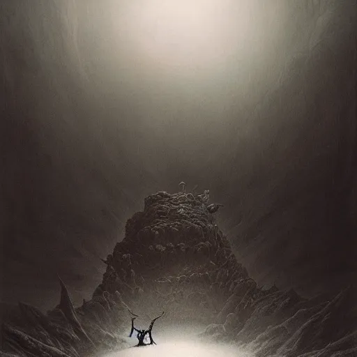 Image similar to an epic horrifying fantastic hyperdetailed matte painting of a creature from old horror movies photo taken with nikon d 7 5 0, by moebius by zdzisław beksinski, by jakub rozalski, by nekro, cosmic horror artwork