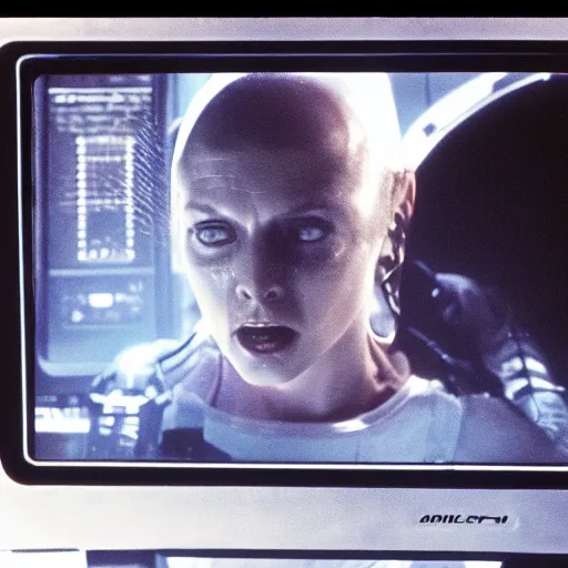 Image similar to computer display from the movie alien 1 9 7 9, close - up of computer screen only