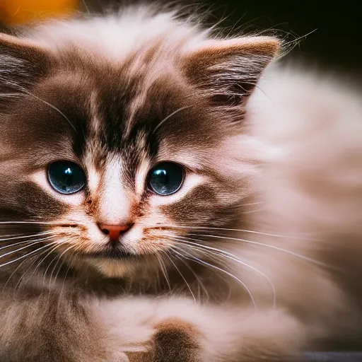 Prompt: photography of cute fluffy cat