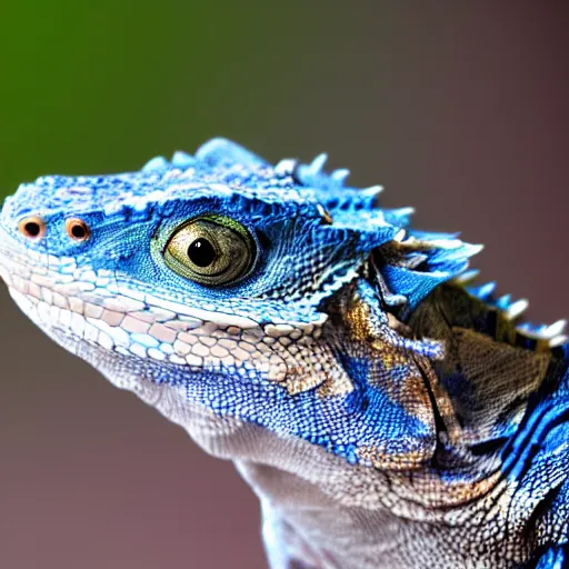 Prompt: a blue bearded dragon, hq, photorealistic