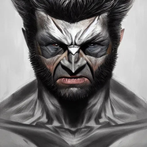 Image similar to wolverine in costume mask starring into the camera, fixed eyes, cinematic, surreal, dramatic lighting, face, detailed, intricate, elegant, highly detailed, digital painting, artstation, chalk, concept art, smooth, sharp focus, illustration, art by sam spratt,