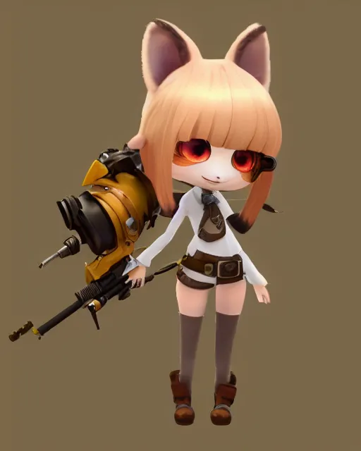 Image similar to female furry mini cute style, highly detailed, rendered, ray - tracing, cgi animated, 3 d demo reel avatar, style of maple story and zootopia, maple story gun girl, fox from league of legends chibi, soft shade, soft lighting