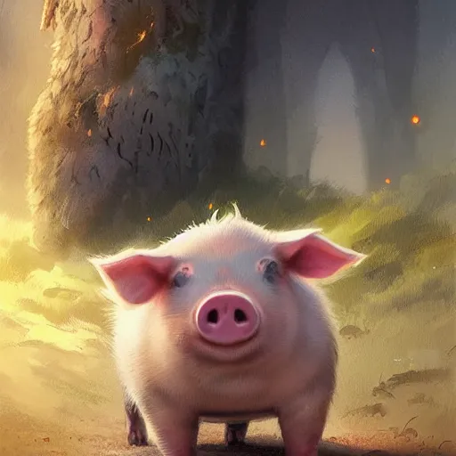 Image similar to realistic, full body portrait, cartoonish cute pig, by Jordan Grimmer and greg rutkowski, crisp lines and color,