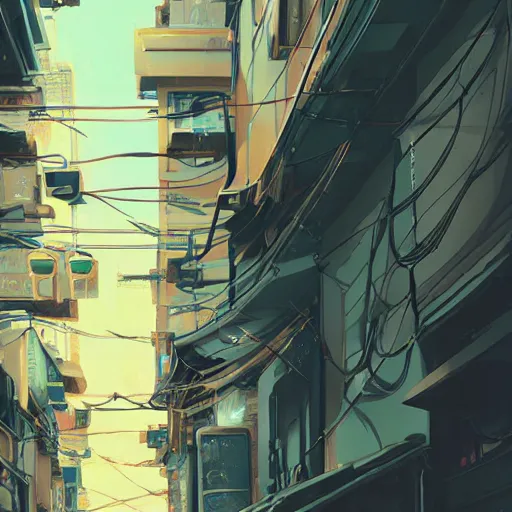 Prompt: a close up to a tokyo alley by makoto shinkai, beeple and james jean, aya takano color style, 4 k, super detailed, modern, 4 k, symmetrical