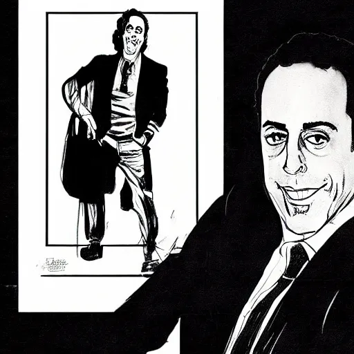 Image similar to jerry seinfeld, portrait, by guido crepax