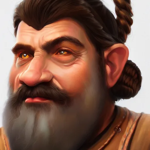 Prompt: portrait painting of dwarf with braids and long beard, very detailed, artstation, render, 8 k