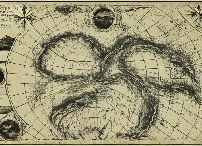 Image similar to old world ocean map depicting storms and whirlpools in the form of the aeolus. anemoi. blustering blast by charles simic