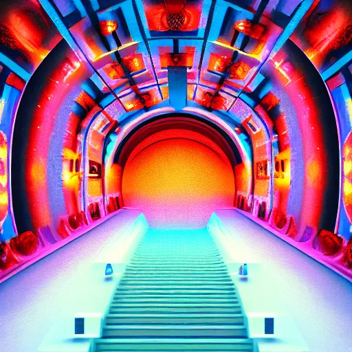 Prompt: underground cinema, realistic architecture, colorfull lights, octane render, 4k, 8k, fractals, psychedelic