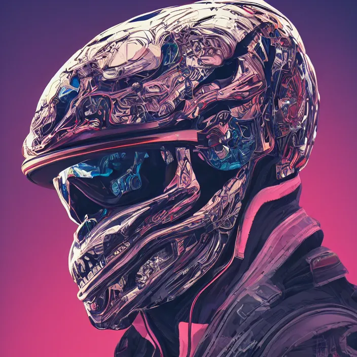 Image similar to portrait of a skull in a racing suit. intricate abstract. intricate artwork. by Tooth Wu, wlop, beeple, dan mumford. octane render, trending on artstation, greg rutkowski very coherent symmetrical artwork. cinematic, hyper realism, high detail, octane render, 8k, iridescent accents