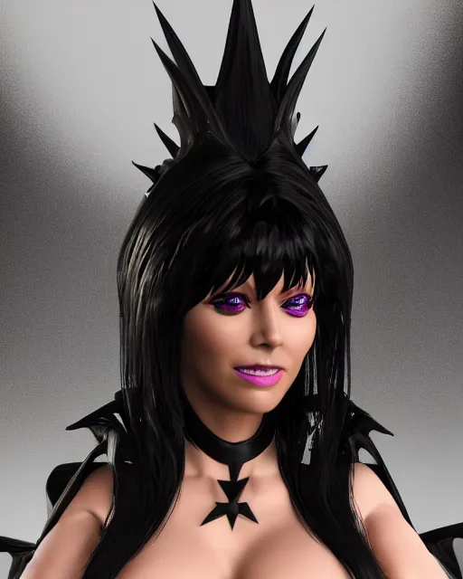 Image similar to a highly detailed metahuman 8 k close up render of elvira dark queen trending on artstation made in unreal engine 4