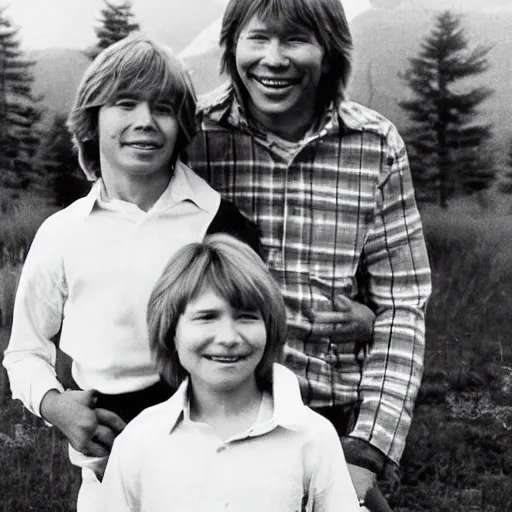 Prompt: 1 9 8 0 s photograph of john denver with his family