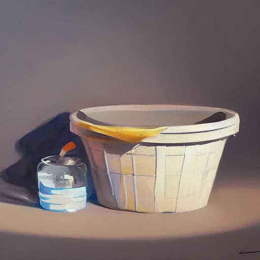 Image similar to a bucket with water, oil painting, ultradetailed, artstation, ultradetailed, digital painting, ultradetailed