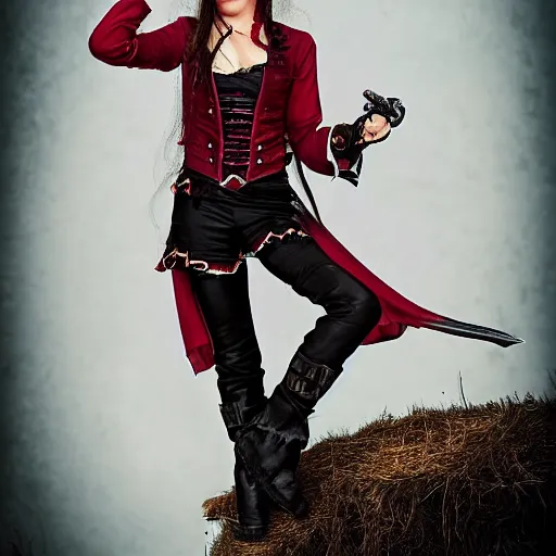 Prompt: full shot photo of a female vampire pirate