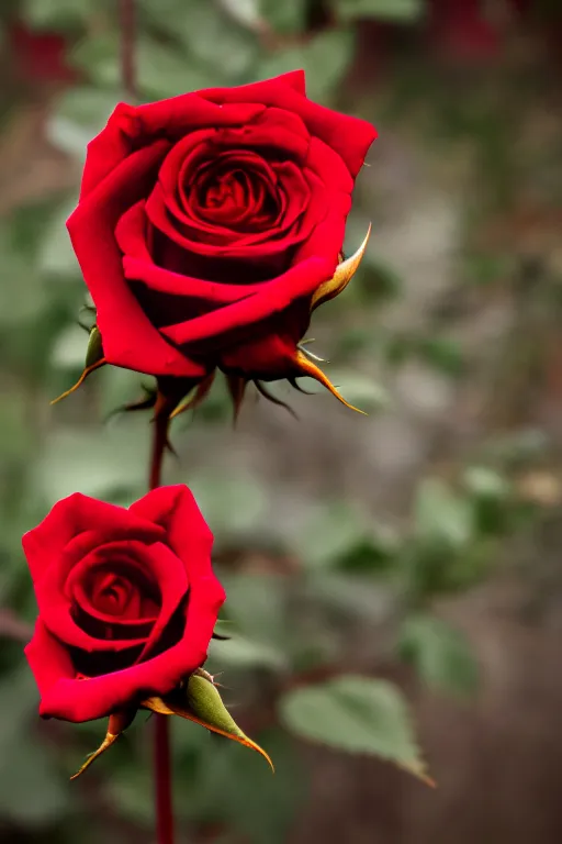 Image similar to a realistic photo of a dark-red rose, Romantic, dark background, lit by morning light, beautiful photo