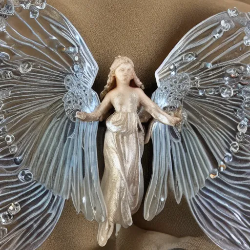 Prompt: photo of an ethereal angel with crystal wings, highly detailed, 4k