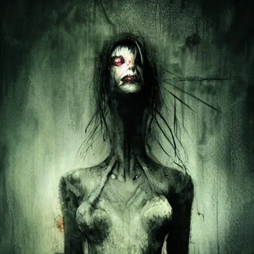 Image similar to A terrifyingly beautiful demonic nurse inside a psychiatric ward, silent hill atmosphere, Christopher Shy, Ben Templesmith and Dave Rapoza style, rusty, rotten 768