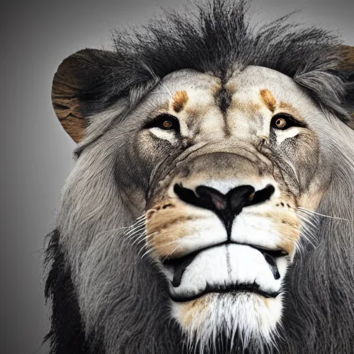 Image similar to a huge smiling lion plushy, photography, award - winning