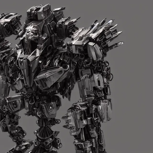 Image similar to slipknot mecha, dark cinematic, volumetric, realistic, 3 d render, cinematic lighting, ray tracing, cinematic, unreal engine 5, unreal engine render, octane render, hyper realistic, photo, 8 k