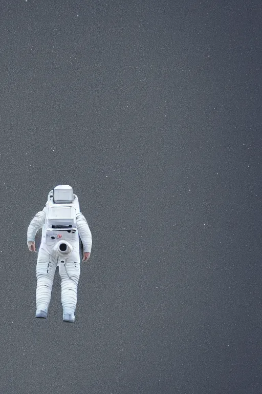 Image similar to a bottom view of a walking astronaut, photography, out - space background, cinematic lighting, 8 k