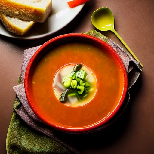 Image similar to a soup with teeth, food photography