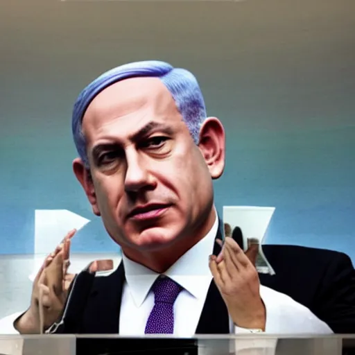 Image similar to a portrait of benjamin netanyahu melting