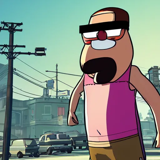 Image similar to benson from regular show, gta v cover art