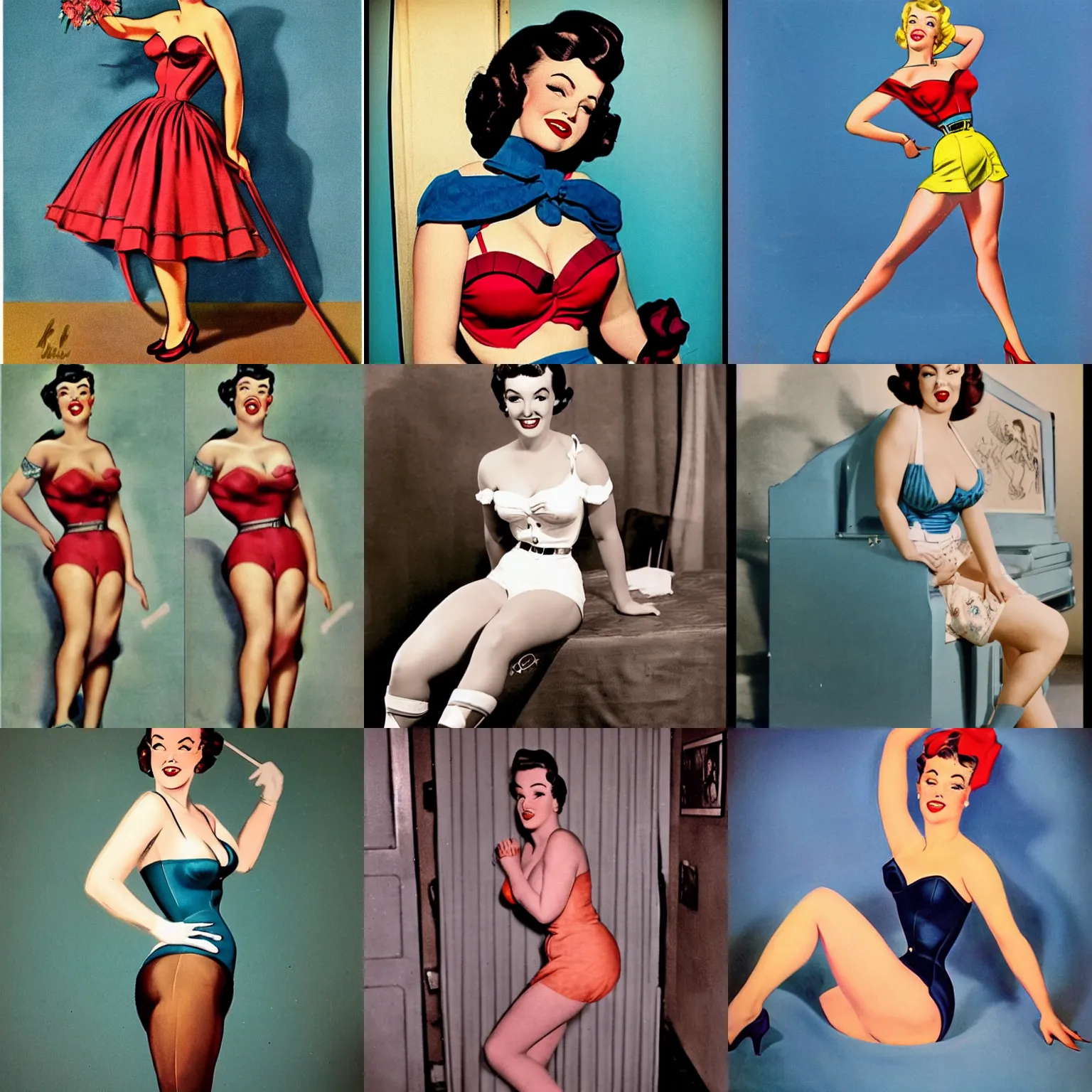 Prompt: pinup woman from 1950’s, colorized
