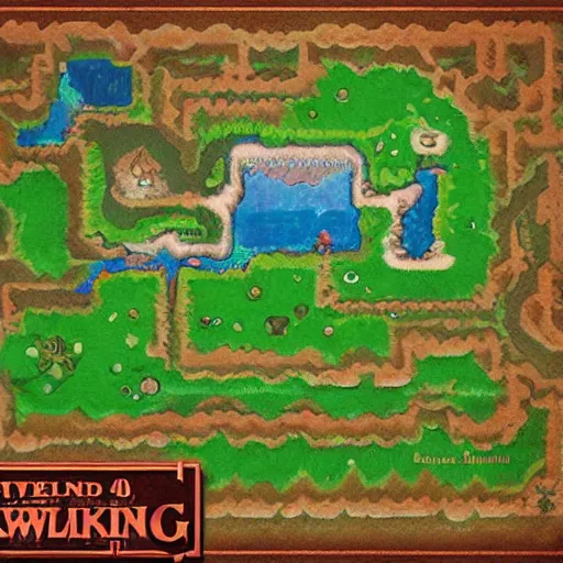 Prompt: zelda links awakening map artwork digital art trending on artstation, 4 k uhd, ultra detailed, sharp