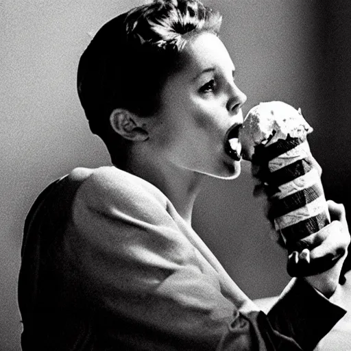 Prompt: a wasp is eating an ice cream. film noir