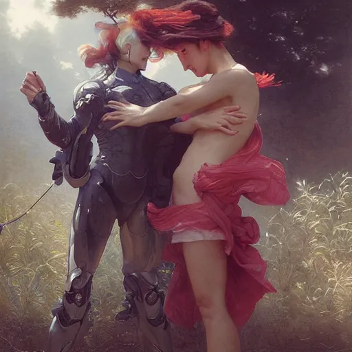 Image similar to Portrait of DataUnion Protocol - TOGETHER is more by Ayami Kojima and Ruan Jia and Mandy Jurgens and Artgerm and william-adolphe bouguereau