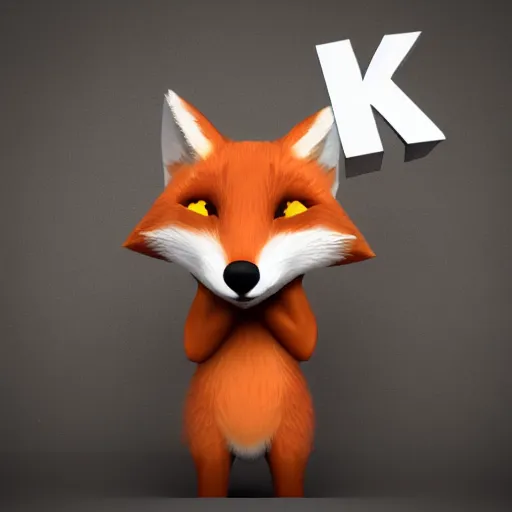 Image similar to a fox holding up a blank sign, digital art, unreal engine, blender