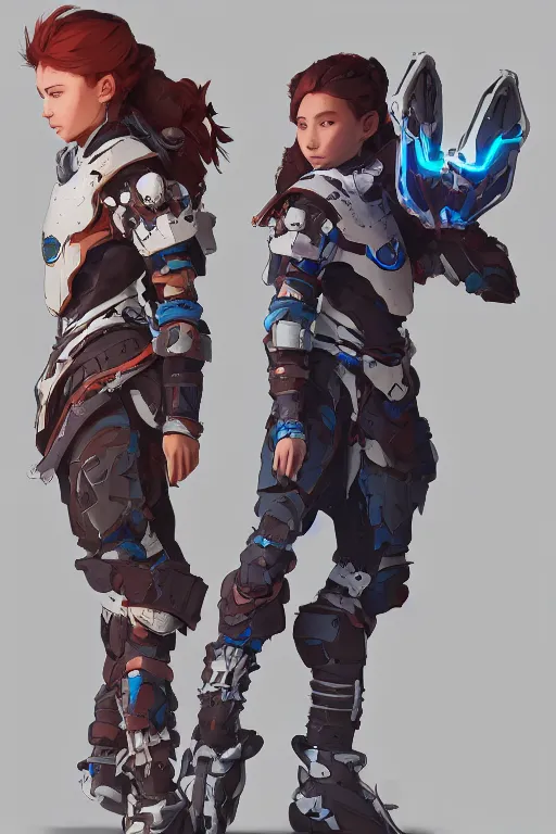 Image similar to combination suit armor aloy horizon forbidden west horizon zero dawn robot ninja mask helmet backpack tribal, aesthetic octane render, 8 k hd resolution, by ilya kuvshinov and cushart krentz and gilleard james radiating a glowing aura cgi rtx 2 0 2 2