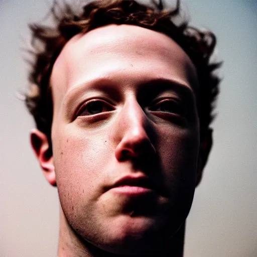 Prompt: close - up portrait of dark zuckerberg, the mind eraser, ominous dramatic low light, gritty high contrast, kodak portra 8 0 0, f 1. 8 8 5 mm zeiss lens