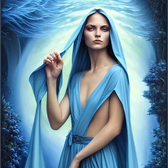 Prompt: beautiful!! water witch with intricate blue robes artgerm anne stokes highly detailed 8 k hdr smooth sharp focus high resolution award - winning photo photorealistic