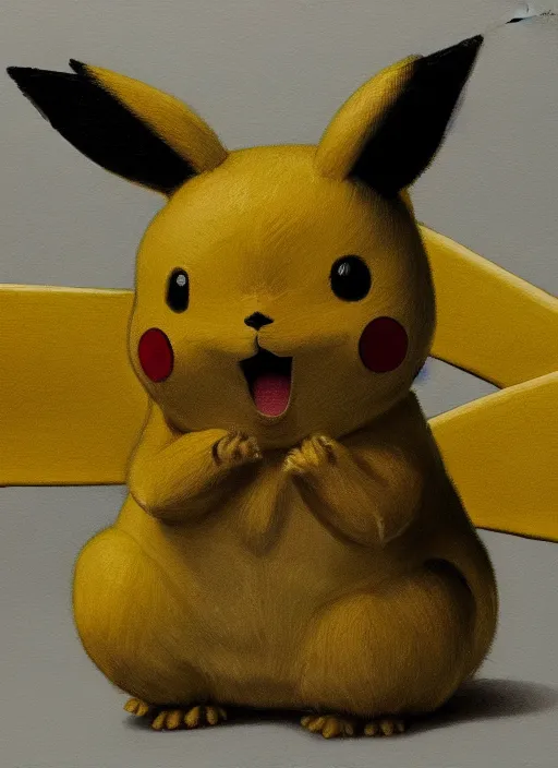 Image similar to Real life Pikachu, painted by Lucian Freud, highly detailed, 8k