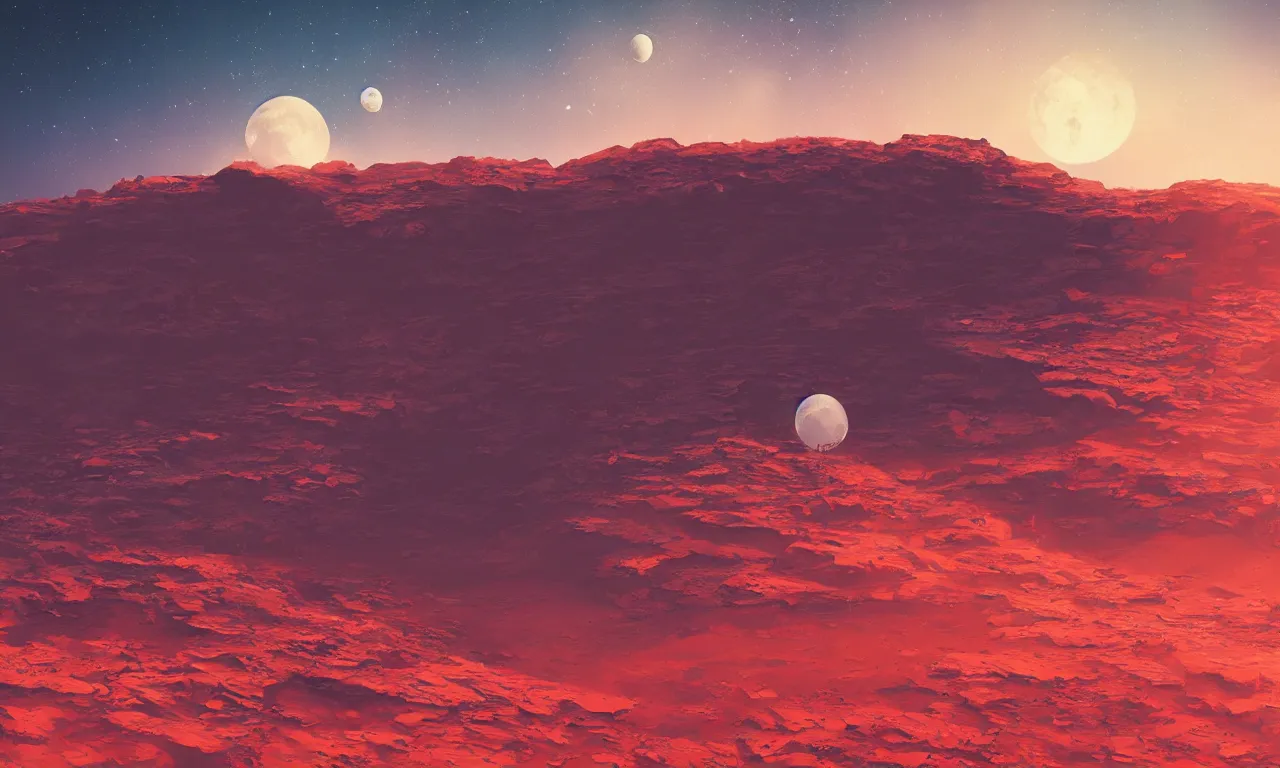 Image similar to mars and moon ground by alena aenami artworks in 4 k