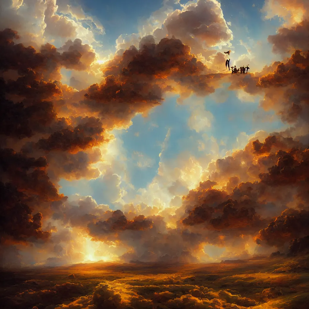 Prompt: a sending down [ of the revelation ] from him who created the earth and the lofty heavens, overdetailed art, by greg rutkowski, by rhads, tornado of flowers, sharp focus