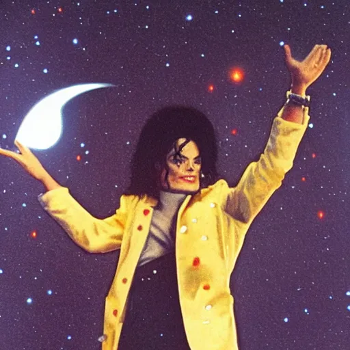 Prompt: michael jackson dancing on the moon with aliens