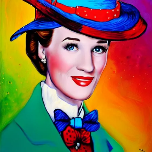 Image similar to mary poppins julie andrews original oil painting by lisa frank