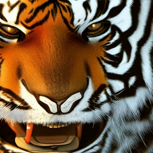 Image similar to A Therianthropy tiger, hyperdetailed, artstation, cgsociety, 8k