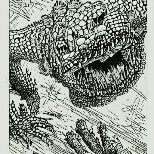 Prompt: lizard monster by q hayashida