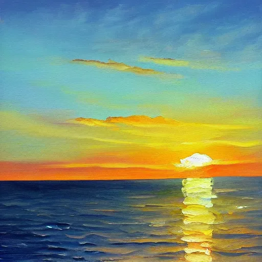 Image similar to sunset, sea, coast, oil painting