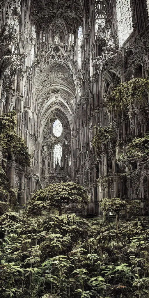 Image similar to extra wide view. Half human, half plant. marvellous magic plants. Ominous. Gothic medieval baroque. Dry ground cracks. Hyper-detailed. Hyperreal. Unreal render.. Photography