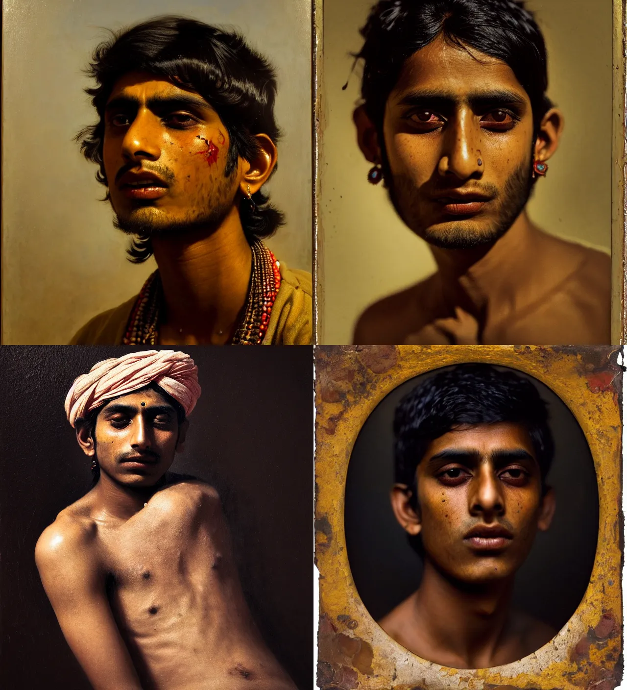 Prompt: a beautiful cinematic masterpiece headshot portrait of a modern stoner indian boy in 2 1 st century suburban indian town, stoned, tripping, centered, head only, by by willem claesz. heda, by irving penn, by greg rutkowski, oil on canvas, ornate, suburban, brilliant cold lighting, detailed, no frames, 8 k