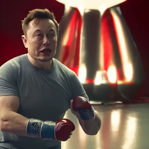 Prompt: a still of elon musk as rocky the boxer