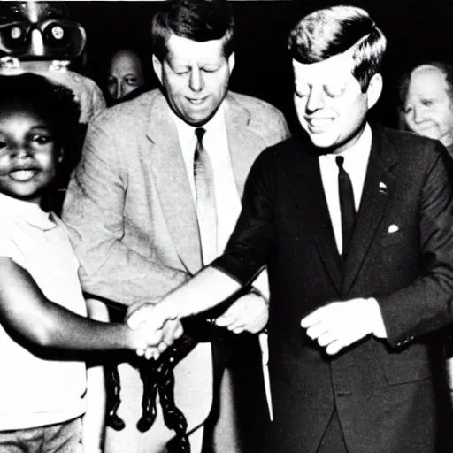 Image similar to john f kennedy shaking hands with et, photograph