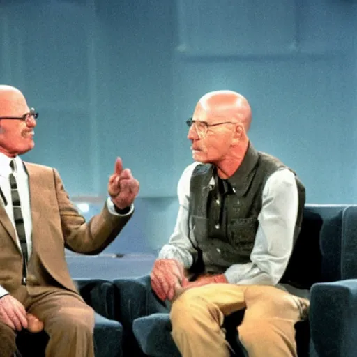 Image similar to A still of Walter White as a guest on Tonight With Johnny Carson, 1970s, colour